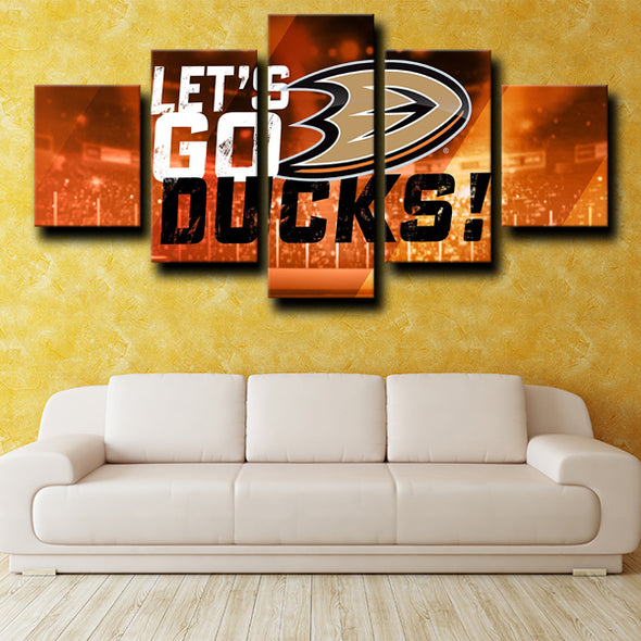 5 piece wall canvas art prints Anaheim Ducks Logo Crest home decor-1203 (2)