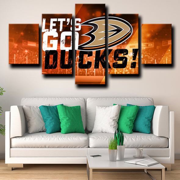 5 piece wall canvas art prints Anaheim Ducks Logo Crest home decor-1203 (4)
