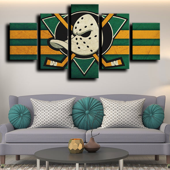 5 piece wall canvas art prints Anaheim Ducks Logo decor picture-1215 (1)