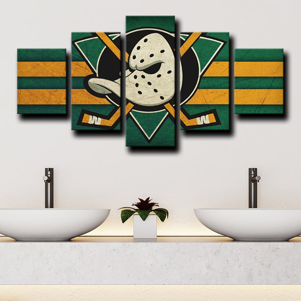 5 piece wall canvas art prints Anaheim Ducks Logo decor picture-1215 (2)
