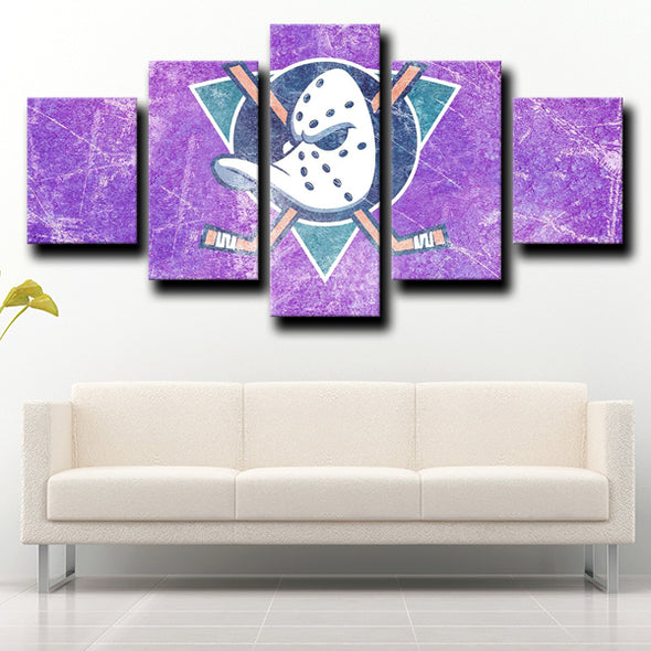 5 piece wall canvas art prints Anaheim Ducks Logo decor picture-1216 (4)