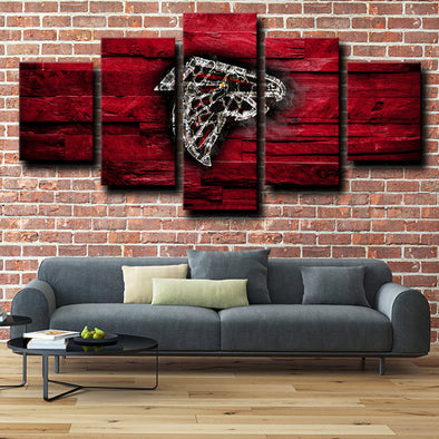 5 piece wall canvas art prints Atlanta Falcons Logo Red decor picture-1238 (1)
