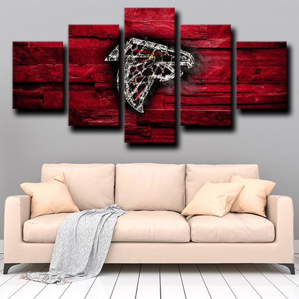 5 piece wall canvas art prints Atlanta Falcons Logo Red decor picture-1238 (4)