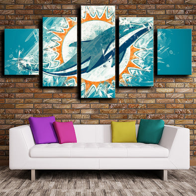 5 piece wall canvas art prints Dolphins Emblem Blue decor picture-1235 (1)