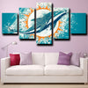 5 piece wall canvas art prints Dolphins Emblem Blue decor picture-1235 (3)