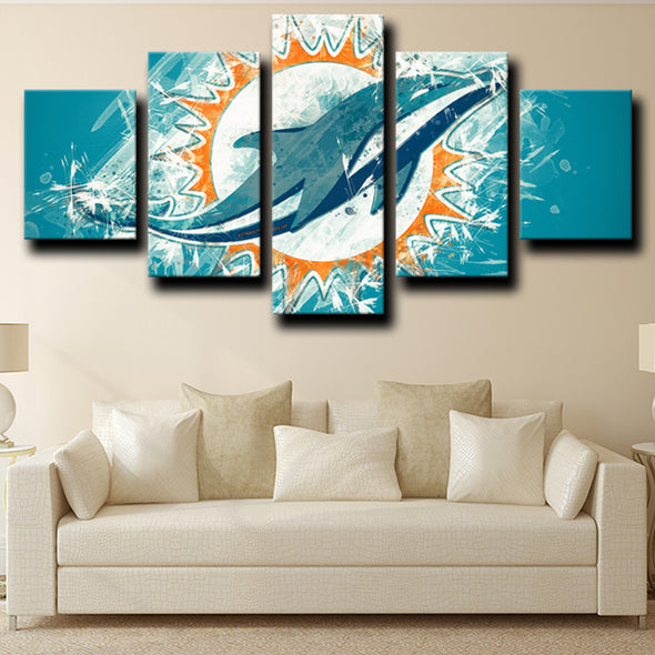 5 piece wall canvas art prints Dolphins Emblem Blue decor picture-1235 (4)