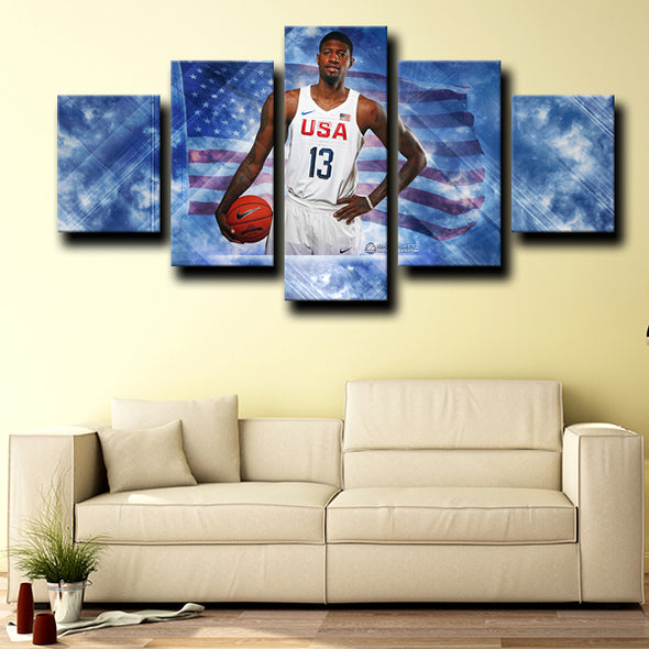 5 piece wall canvas art prints Pacers MVP george decor picture-1205 (1)