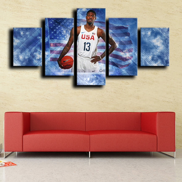 5 piece wall canvas art prints Pacers MVP george decor picture-1205 (3)