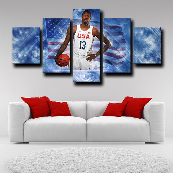 5 piece wall canvas art prints Pacers MVP george decor picture-1205 (4)