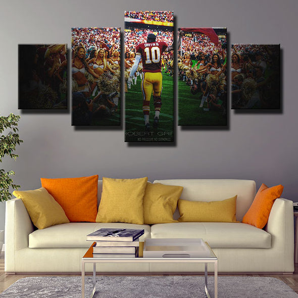 5 piece wall canvas art prints Redskins RGIII live room decor-1225 (3)