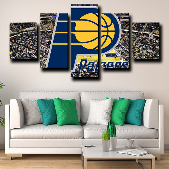 5 piece wall canvas prints Pacers logo crest wall picture-1204 (3)