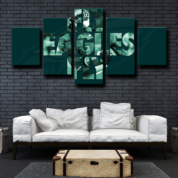 5 piece wall decor framed prints Eagles Logo home picture-1210 (2)