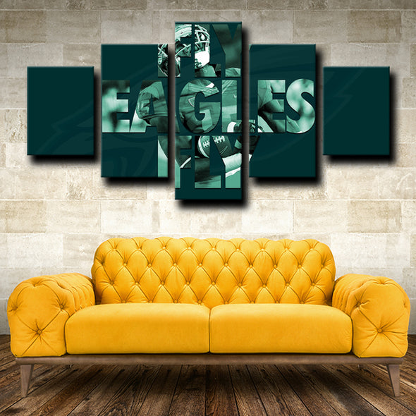 5 piece wall decor framed prints Eagles Logo home picture-1210 (3)