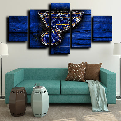 5 piece wall decor prints St. Louis Blues Logo Blue home decor-1215 (1)