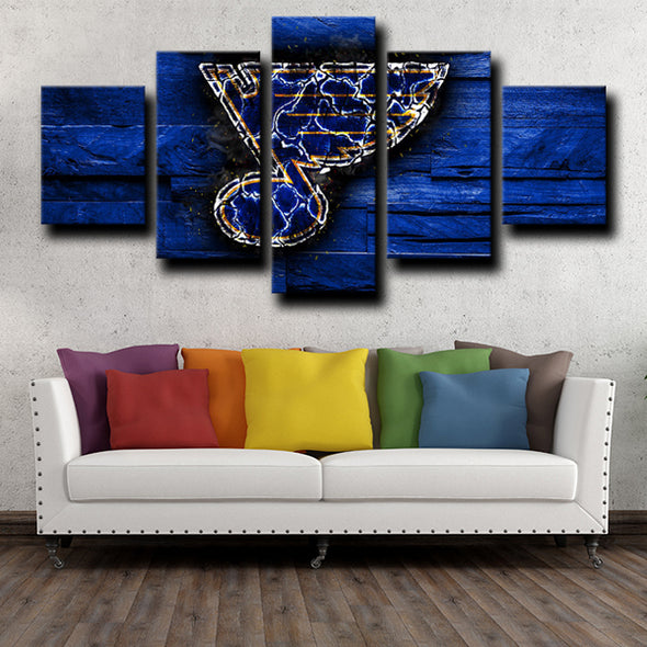 5 piece wall decor prints St. Louis Blues Logo Blue home decor-1215 (2)