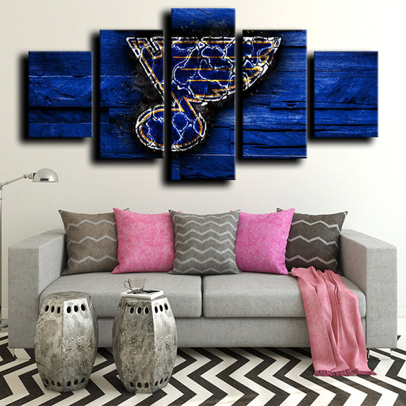 5 piece wall decor prints St. Louis Blues Logo Blue home decor-1215 (4)