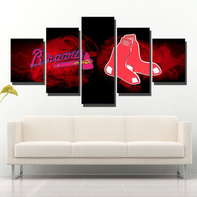 5 piece wall paintings canvas prints Red Sox Red black live room decor-5002 (1)