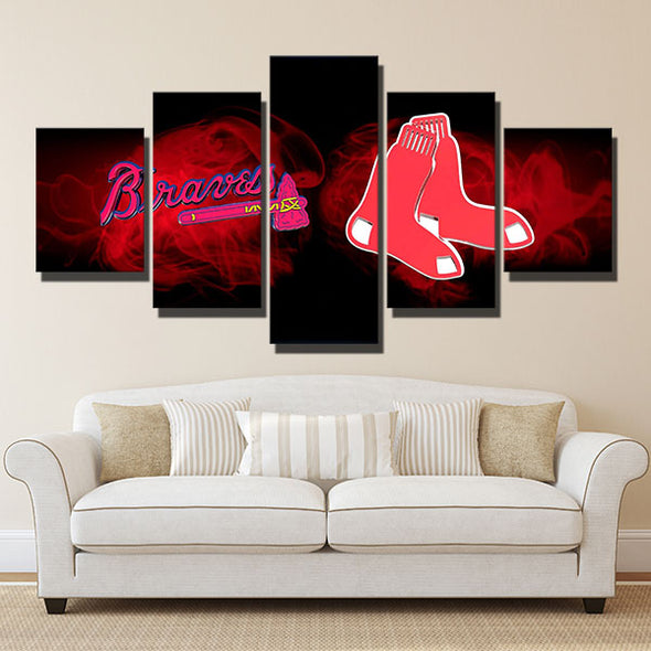 5 piece wall paintings canvas prints Red Sox Red black live room decor-5002 (3)