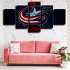 5 piece wall paintings prints Blue Jackets Logo home decor-1206 (2)