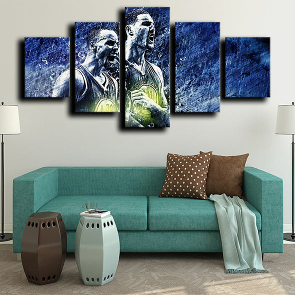 5 piece wall paintings warriors Splash Brothers decor picture-1219 (1)