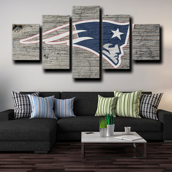 5 piece wall pictures Patriots logo crest gray decor picture-1202 (1)