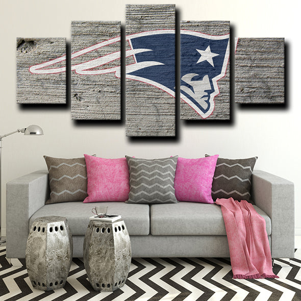 5 piece wall pictures Patriots logo crest gray decor picture-1202 (2)