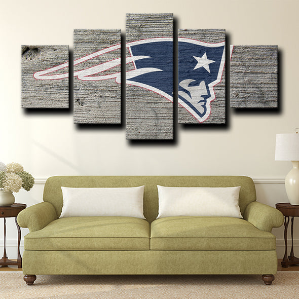 5 piece wall pictures Patriots logo crest gray decor picture-1202 (3)