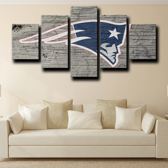 5 piece wall pictures Patriots logo crest gray decor picture-1202 (4)