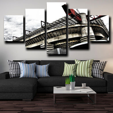 5 piece wall pictures art prints Inter Milan Stadium live room decor-1212 (1)
