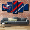 5 piece wall pictures prints Blue Jackets Logo live room decor-1207 (2)