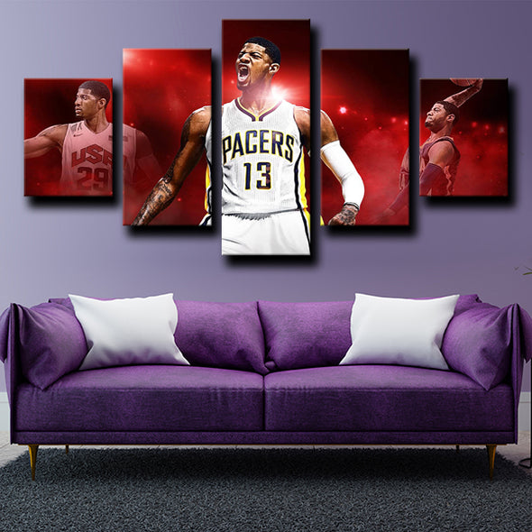 5 piece wall pictures prints Pacers George live room decor-1208 (4)