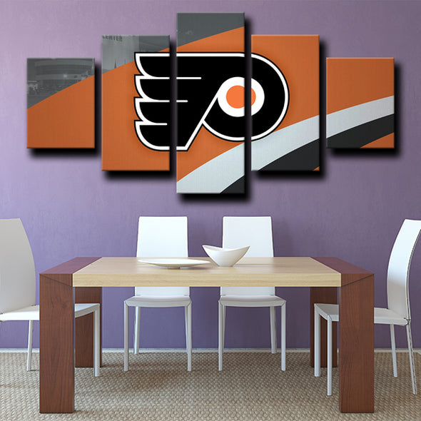 5 piece wall pictures prints Philadelphia Flyers Logo room decor-1212 (2)