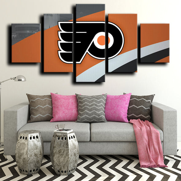 5 piece wall pictures prints Philadelphia Flyers Logo room decor-1212 (3)