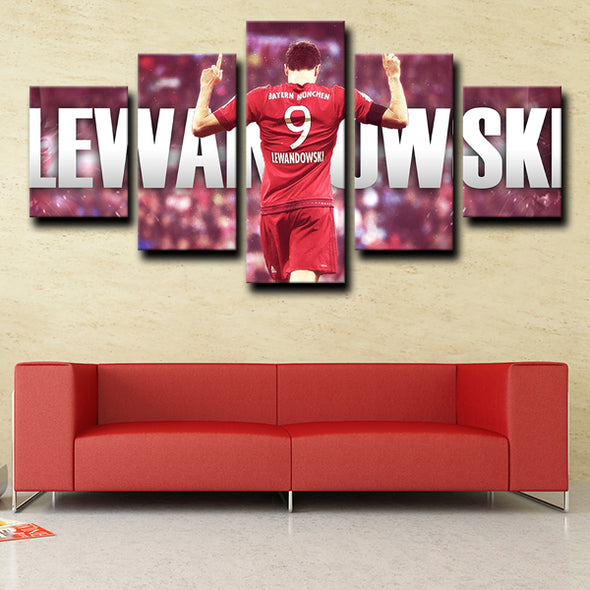 5panel modern art canvas prints Bayern Lewandowski live room decor-1226 (1)