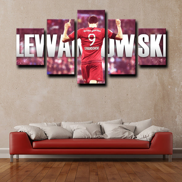 5panel modern art canvas prints Bayern Lewandowski live room decor-1226 (4)