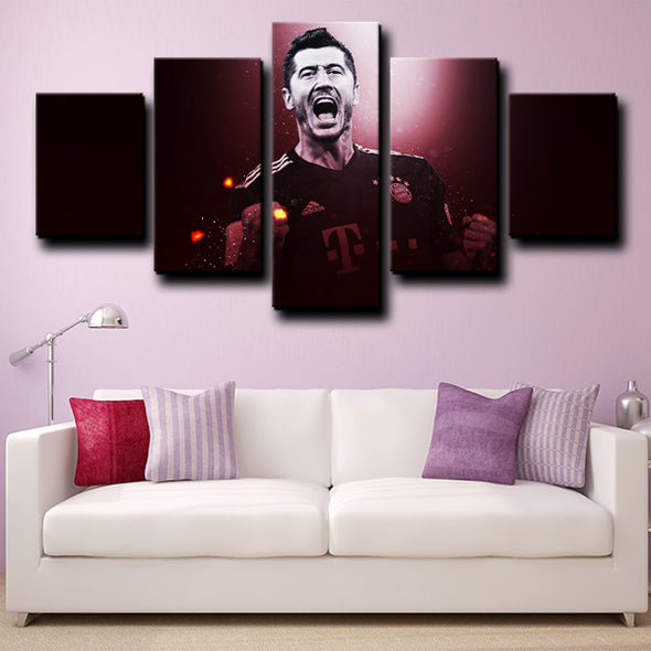 5panel modern art canvas prints Bayern Lewandowski live room decor-1232 (3)