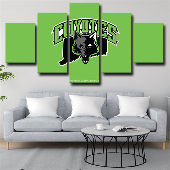 5 panel canvas art framed prints Coyotes logo green wall picture-28 (2)