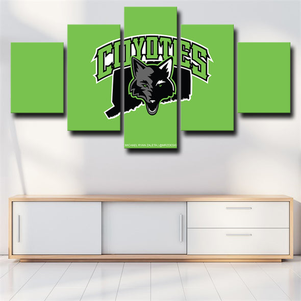 5 panel canvas art framed prints Coyotes logo green wall picture-28 (3)