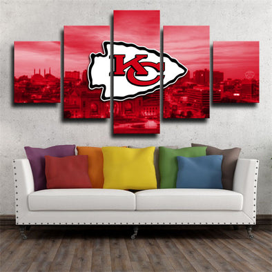 5 panel canvas art framed prints Kansas City Chiefs home decor-9 (1)