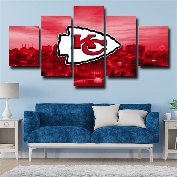 5 panel canvas art framed prints Kansas City Chiefs home decor-9 (2)