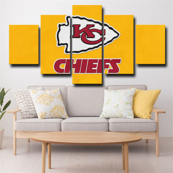 5 panel canvas art framed prints Kansas City Chiefs live room decor-11 (3)