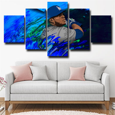 5 panel modern art framed print Dodgers Yasiel Puig wall picture-23 (2)