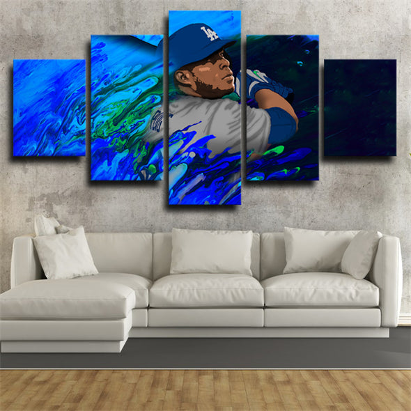 5 panel modern art framed print Dodgers Yasiel Puig wall picture-23 (3)