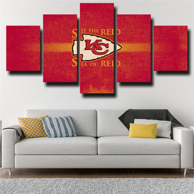 5 panel modern art framed print Kansas City Chiefs red wall decor-3 (1)