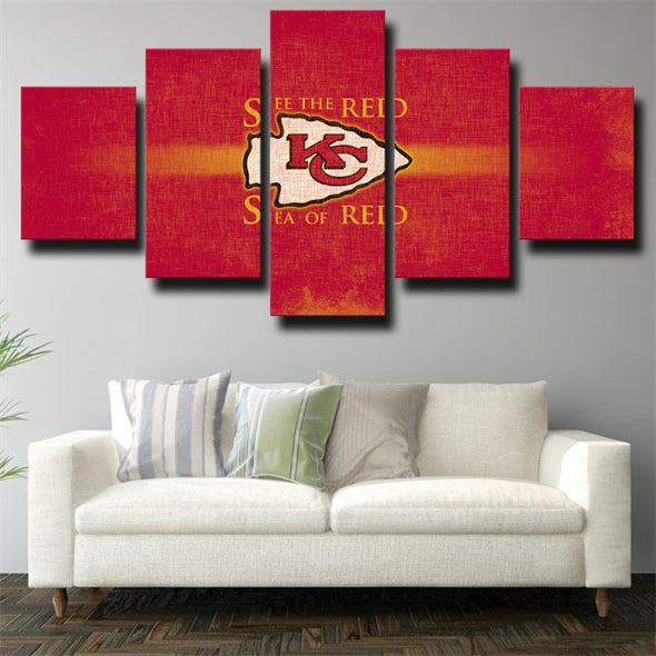 5 panel modern art framed print Kansas City Chiefs red wall decor-3 (2)
