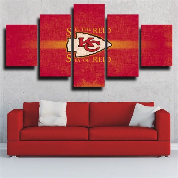 5 panel modern art framed print Kansas City Chiefs red wall decor-3 (3)