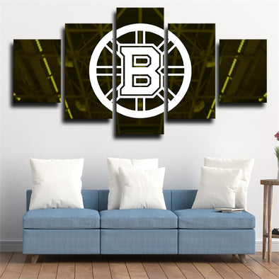 5 piece canvas art framed prints Boston Bruins badge live room decor-41 (1)