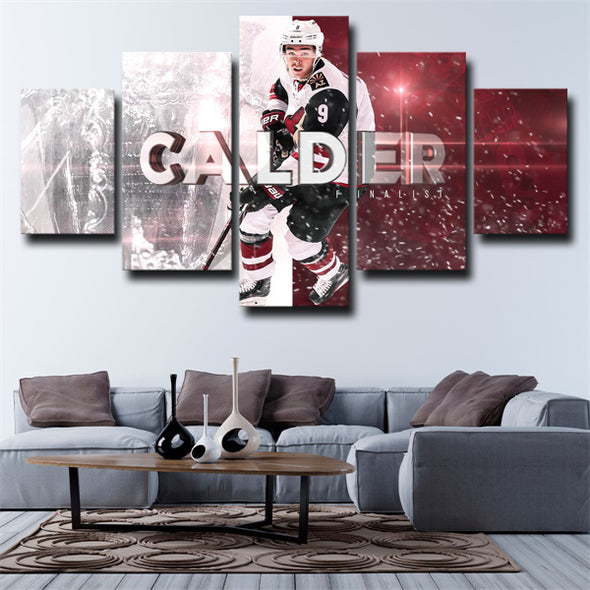 5 piece canvas art framed prints Coyotes Clayton Keller wall picture-15 (3)