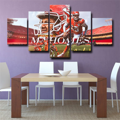 5 piece wall art canvas prints Kc Chiefs Patrick Mahomes wall picture-26 (1)