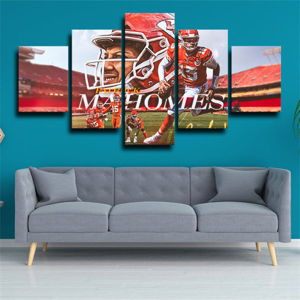 5 piece wall art canvas prints Kc Chiefs Patrick Mahomes wall picture-26 (2)